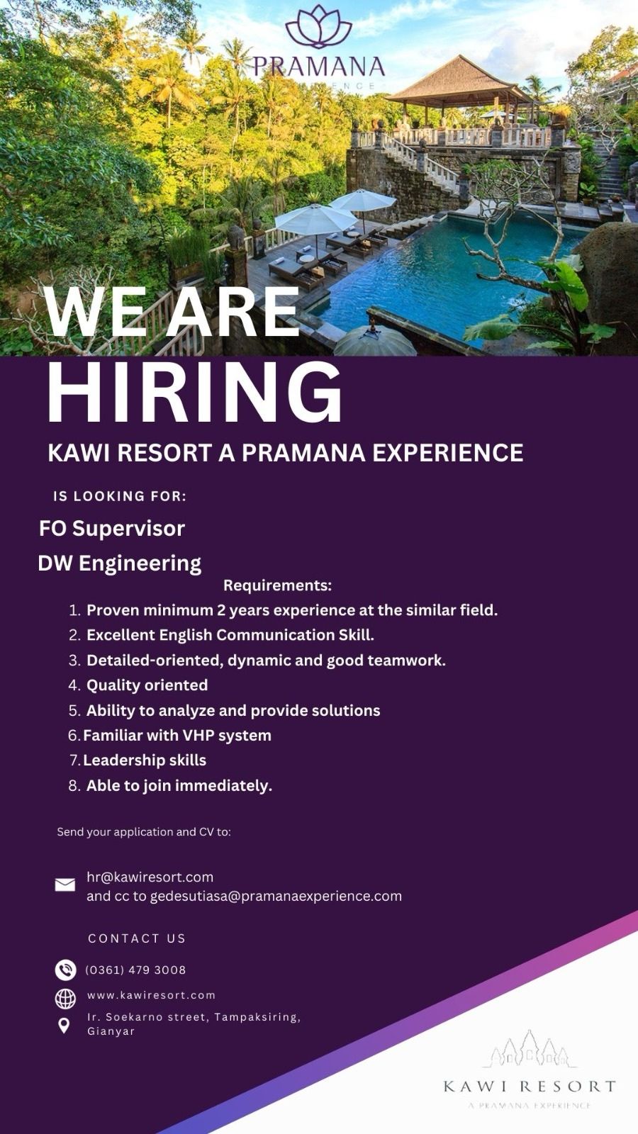 Careers - Kawi Resort A Pramana Experience